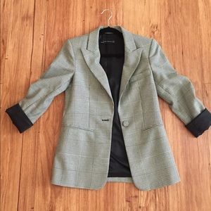 Zara Woman Houndstooth Black and White Blazer